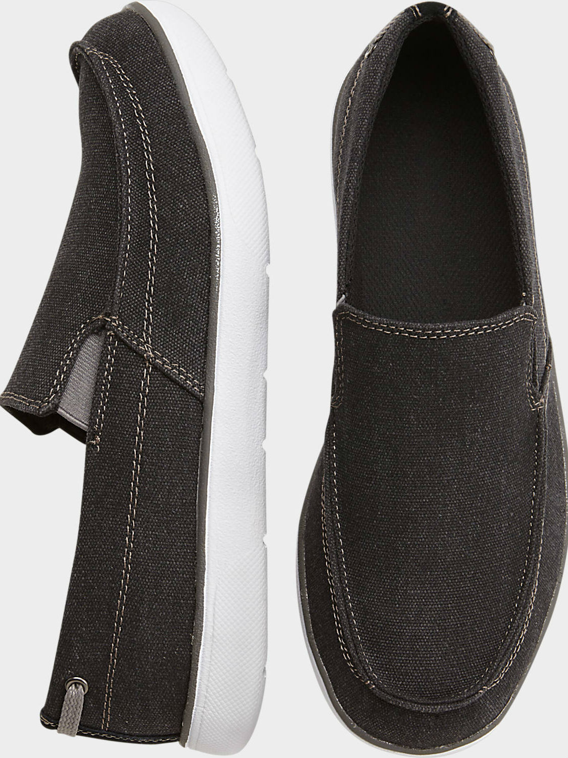 Todd Welsh Gray Canvas Slip-On Boat Shoes